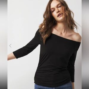 Elegant WHBM Black Off-Shoulder ruched Top